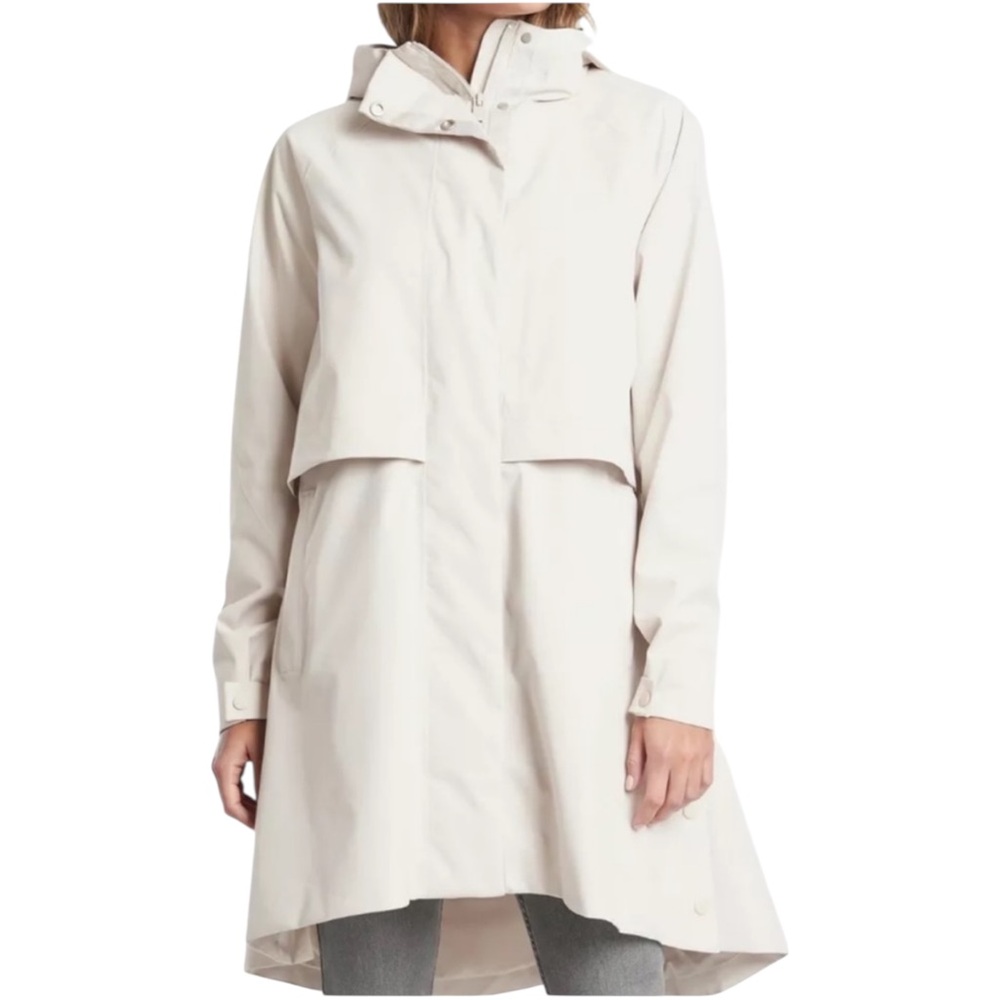 Athleta Edgewater RainOut Parka Rain Coat in Abalone Cream Size Large